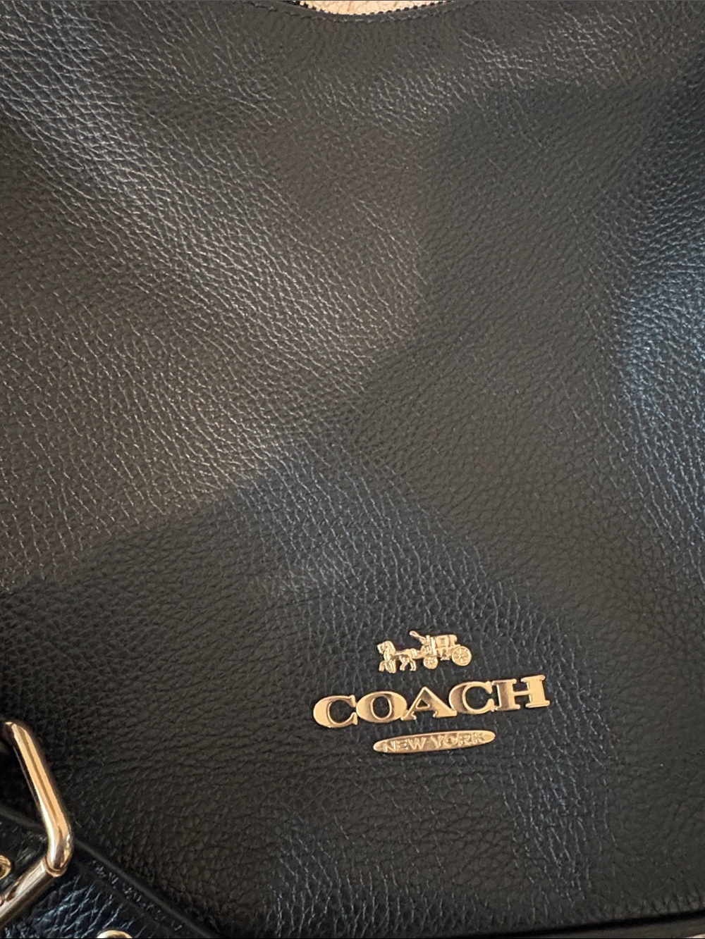 Coach Black Pebbled Leather Hobo Shoulder Bag with Gold Hardware - Picture 3 of 7